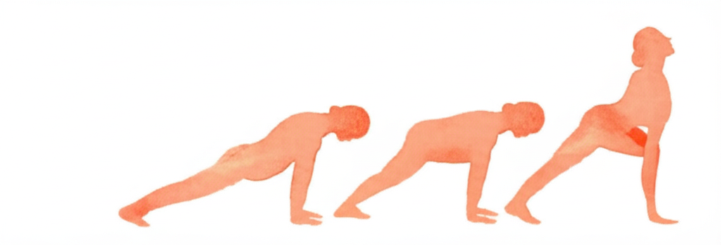 초승달 자세 동작 시퀀스