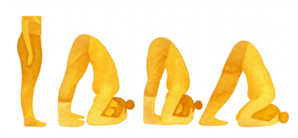 귀 누르기 자세 동작 시퀀스