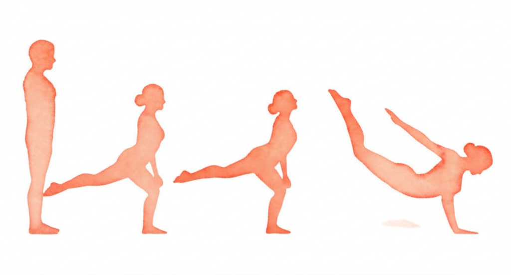 누운 손-발 자세 동작 시퀀스