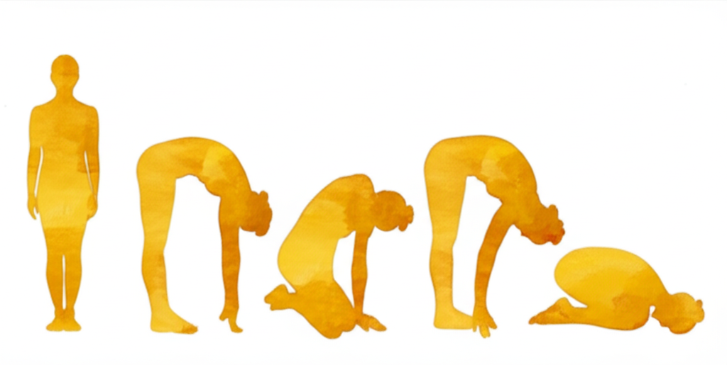 잠자는 백조 자세 동작 시퀀스