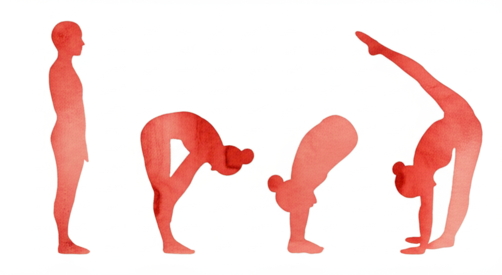 서서 스플릿 동작 시퀀스