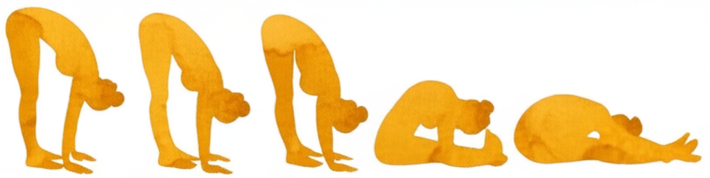 넓은 각도 앉아 전굴 동작 시퀀스